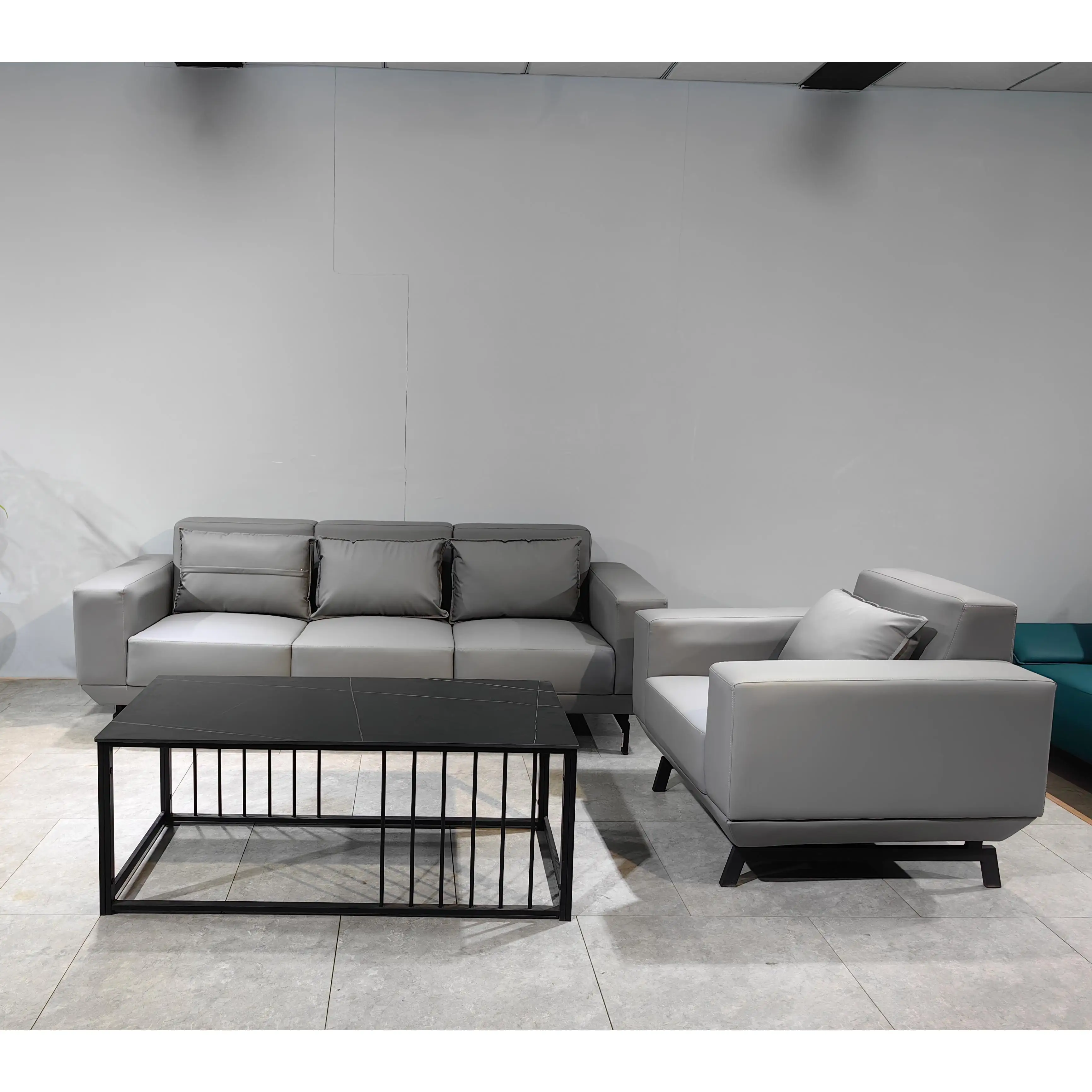 Penjualan Langsung Pabrik Set Potongan Sofa Kombinasi Bahan Pu Aula Perjamuan Keluarga
