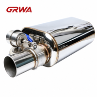 GRWA Valve d'échappement universelle à découpe, silencieux en acier inoxydable 304 poli miroir, entrée et sortie 2,5, 3, 3,5 pouces, silencieux d'échappement personnalisé