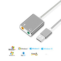 USB Externe Soundkarte mit Mikrofon-Kopfhöreranschluss Geflochtenes Kabel Audio-Adapter für PC Laptop
