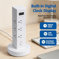 Multiprise standard américaine 110V 8 prises avec 2 ports USB + 2 ports Type C, organiseur de câbles vertical pour la maison et le bureau