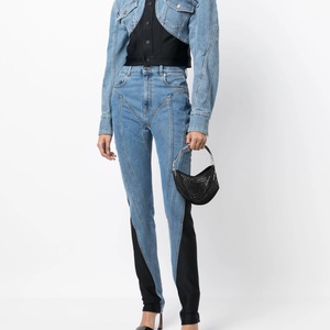 Pantalones Vaqueros Ajustados de Diseño Personalizado para Mujer, Pantalones Ajustados con Parches para Chicas Sexys, Jeans de Dos Tonos para Mujer - Product Image 6