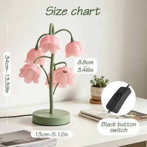 Flower Shape Crystal Table Lamp Black Linen Shade Soft Warm White <b>Light</b> 2700K LED AC Modern Adjustable Decorative Bedroom Desk - Product Image 2