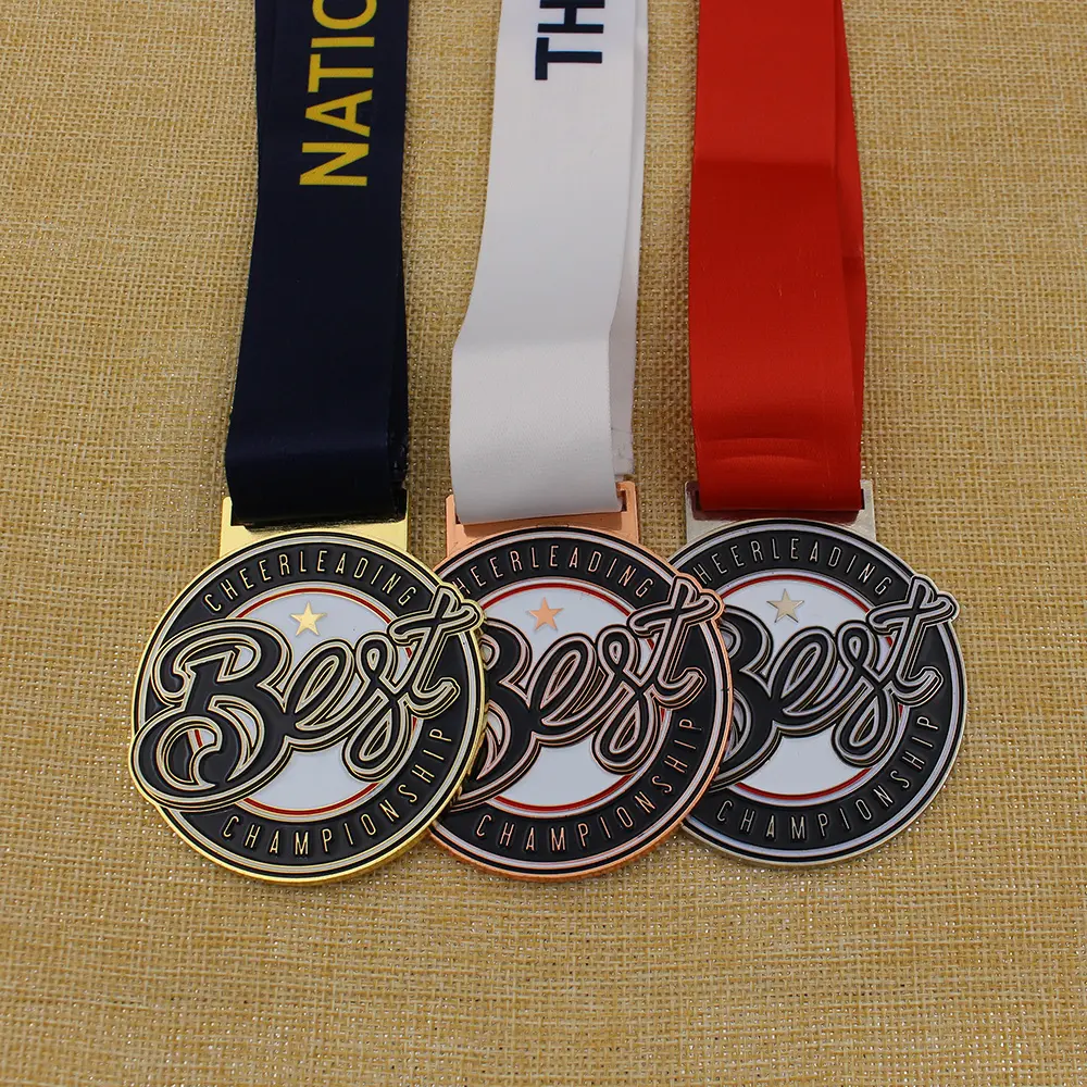 Medalha de metal 3D gravada 3D personalizada barata para torcida, medalha de campeonato de clube, troféu de dança, medalha de prata