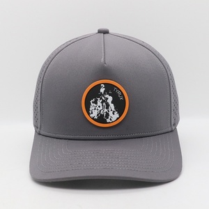 Casquette de baseball 5 panneaux en caoutchouc personnalisé de haute qualité avec logo, tissu imperméable, casquette de sport avec trou découpé au laser pour les golfeurs - Product Image 2