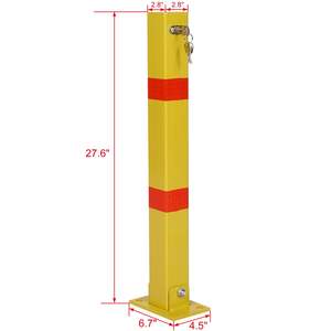 Bolardo de estacionamiento metálico amarillo, grado ingeniería, reflectante, para seguridad en hoteles, garajes y calles - Product Image 4