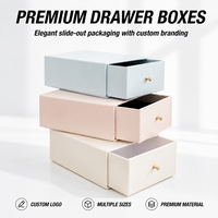 Boîte d'emballage en papier à tiroir coulissant pour bijoux, en carton rigide mat pastel, avec insert en velours, personnalisable avec logo OEM, vente en gros