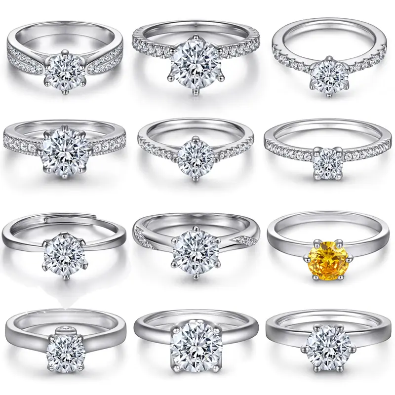 Bijoux pour dames Bagues en argent 925 Love Heart Fashion Diamond Wedding Party Ring For Women Silver Jewelry