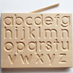 Tablero de Seguimiento de Letras Mayúsculas y Minúsculas Montessori Personalizado, Tablero de Trazado del Alfabeto de Madera - Product Image 1