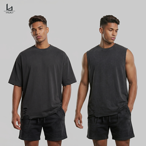 Vintage 275G Black Heavyweight Streetwear Low MOQ Mens Distressed Oversized Blank Tee Custom Logo Cotton Plain <strong>T</strong> <strong>Shirt</strong> - Product Image 1
