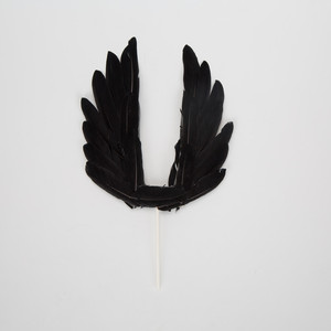 Cake Toppers Black White Feather Wings Arch Shape Elegant Birthday Cake Decorations Handmade Plastic Material - Product Image 2