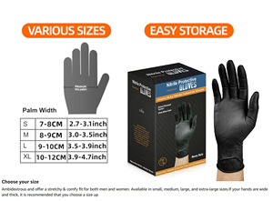 Guantes de goma de nitrilo desechables con agarre de diamante industriales grandes sin polvo negros de 8mil al por mayor para protección de manos - Product Image 6