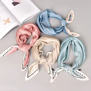 Eur-American pop 70*70cm square crease scarf women's Decoration handkerchief silk satin kerchief wholesale