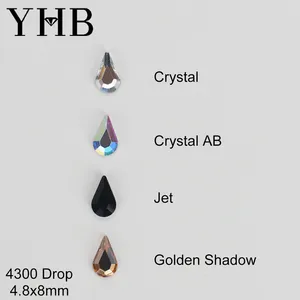 Strass thermocollants <span class=keywords><strong>YHB</strong></span> profilés 288 pièces, en verre pailleté, formes navette, goutte, lune, cœur, effet ombre dorée, à dos plat, pour vêtements et ongles DIY - Product Image 3