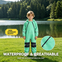 Imperméable unisexe pour enfants YU TU avec capuche, respirant, écologique, en polyester, pour la randonnée, avec impression numérique