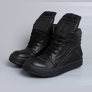 2026 Qualité supérieure Chaussures montantes pour hommes et baskets montantes pour femmes, noires à lacets, en cuir de luxe de créateur <span class=keywords><strong>Owens</strong></span>, à semelle épaisse, style <span class=keywords><strong>bottes</strong></span> Ricks décontractées et plates - Product Image 3