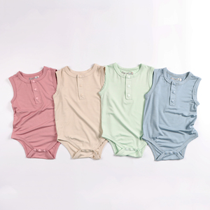 Barboteuse pour bébé en Fiber de bambou, prix d'usine, vente en gros, vêtements unisexes sans manches pour bébé - Product Image 3