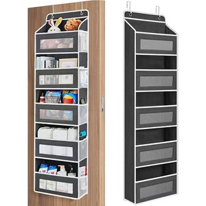 Thickened Non Woven Fabric Door Hanging Storage Bag Gray 5 Layers Multipurpose Organizer For <b>Home</b> Bedroom Use - Product Image 2