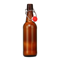Botella de Vidrio para Cerveza Casera, Hermética, con Sello de Goma, Color Ámbar, 16 oz, Vacía, 1000 ml, 500 ml, 330 ml, con Tapa Abatible EasyWire