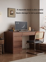 Bureau en bois massif, table d'étude de style médiéval, bibliothèque intégrée, rangement optimisé, sensation haut de gamme, bureau informatique, Chine
