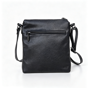 Soft Black Faux Leather Crossbody <b>Bag</b> For Women Adjustable <b>Shoulder</b> <b>Strap</b> Front Zipper Pocket Daily Messenger Purse - Product Image 1