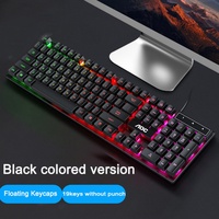 Teclado para Juegos con Cable, Económico, con Teclas Multimedia, Retroiluminación RGB, para PC con Windows