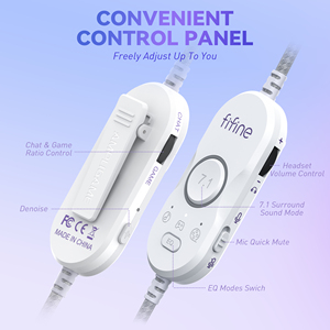 หูฟังเกมมิ่งแบบมีสาย <span class=keywords><strong>FIFINE</strong></span> H16 เชื่อมต่อผ่าน USB เสียง 7.1 Surround Sound ไฟ RGB ปรับแต่งได้ สีสันสดใส พร้อมไมโครโฟนตัดเสียงรบกวนสำหรับพีซี - Product Image 6