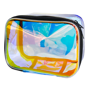 Bolsa de viaje de PVC para artículos de tocador, Maleta de <span class=keywords><strong>maquillaje</strong></span>, bolsas de cosméticos con cremallera, bolsa de PVC <span class=keywords><strong>transparente</strong></span> impermeable holográfica - Product Image 2