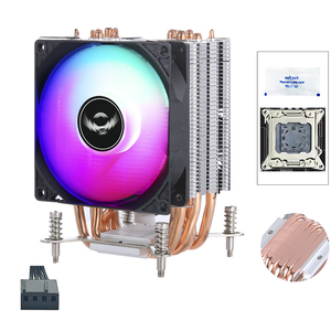 QiuzAim ordenador <span class=keywords><strong>CPU</strong></span> disipador de calor X79 X99 X299 placa base 2099 2011 E5 6 tubo de calor 90mm ventilador 3 pines 4 pines PWM iluminación - Product Image 1