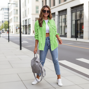 <span class=keywords><strong>Blazer</strong></span> Vaquero Desgastado de Estilo Europeo Americano, Largo Medio, con Flecos, para Mujer, Otoño Invierno, Manga Larga, Casual, con Botones, 3D, Nuevo 2026 - Product Image 3