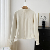 Veste courte décontractée pour femme, style chic, design taille cintrée, en polyester épais, chaude, pour l'automne, avec col montant
