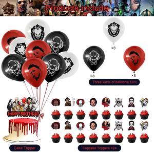Fournitures de fête d'anniversaire pour adultes <span class=keywords><strong>Thriller</strong></span> Killer Thème de rôle Anniversaire 100 Pcs Horror Movie Party Decorations Set - Product Image 6