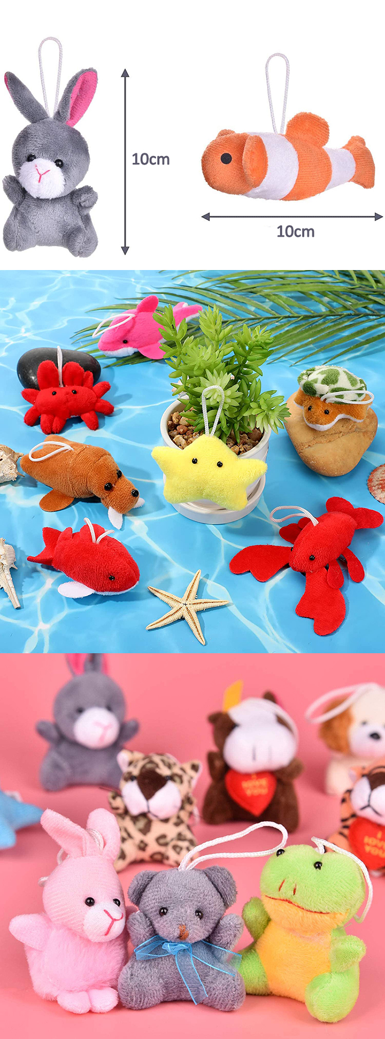 wholesale cute small mini animal plush keychain custom stuffed animals plush toy keychain