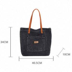 Sac fourre-tout de luxe grand format pour femmes 2024, sacs de shopping, sacs à bandoulière en jean avec logo personnalisé - Product Image 2