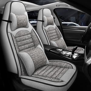 Housses de siège auto universelles LC, ensemble complet, en cuir PVC, coussin lombaire, accessoire intérieur en lin, anti-transpiration, ventilées, style golf - Product Image 2