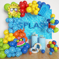 Ensemble de ballons en aluminium sur le thème de la plage, d'eau, de palmiers et de pastèques pour une fête d'anniversaire tropicale d'été sur le thème de la piscine