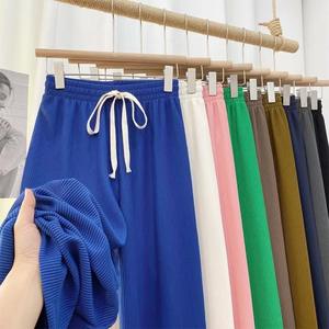 Nouveau pantalon serpentin à jambes larges pour femmes, pantalon d'été drapé de longueur au sol, pantalon décontracté à jambes droites - Product Image 3