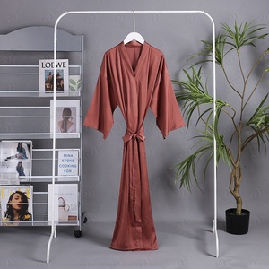 Abito <span class=keywords><strong>Kimono</strong></span> in raso da donna <span class=keywords><strong>rosso</strong></span> vino abito <span class=keywords><strong>Kimono</strong></span> taglia normale pigiama da donna pigiama - Product Image 2