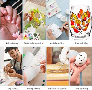 Panwenbo 6 pinceaux à pointe <span class=keywords><strong>fine</strong></span> <span class=keywords><strong>extra</strong></span> longs pour peinture, pointe de liner, pinceau d'artiste pour modèles, acrylique, <span class=keywords><strong>aquarelle</strong></span> - Product Image 5