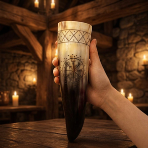 High Quality Eco-Friendly Lightweight Viking Ox Horn Dishwasher Safe American Style Customized Shape Christmas Beer Bamboo Lid - Product Image 1