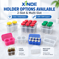 Boîtes en plastique PP transparentes étanches à 2 compartiments pour flacons de peptides de 10 ml, support pour 2 flacons de 3 ml, vente en gros