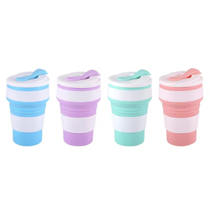 500ml Outdoor Buckle Coffee <b>Cup</b> Foldable Water <b>Cup</b> <b>Reusable</b> Folding Silicone Collapsible Coffee <b>Cup</b> with Straw - Product Image 2