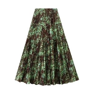 Custom Floral Print pleated <b>skirt</b> High Waist Loose Fit Retro Vacation Beach <b>skirt</b> for women long Classic Elegant ruffle <b>skirt</b> - Product Image 2