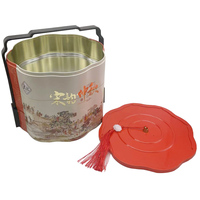 Boîte en fer blanc à 3 niveaux de qualité alimentaire supérieure, personnalisable en gros, avec poignée, pour biscuits, bonbons, gâteaux de lune et zongzi