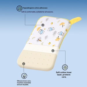 Almohada <span class=keywords><strong>para</strong></span> Bebé Recién Nacido de Algodón Puro y Látex, Transpirable, Absorbente de Sudor, con Estampado de Castillo y Elefante, Personalizable, de 0 a 6 Meses, Venta al Por Mayor - Product Image 2