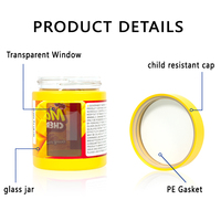 Pot en verre transparent avec fenêtre, étiquette personnalisée, 3,5 g, à l'épreuve des enfants, couvercle hermétique, loupe résistante aux enfants, pour herbes et fleurs séchées