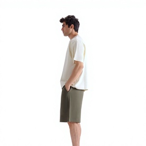 Camiseta de Algodón para Hombre, Corte Regular, 220g, Cuello Redondo, Manga Corta, Logotipo Frontal, Color Liso, Transpirable, Informal, Tejido de Punto - Product Image 3