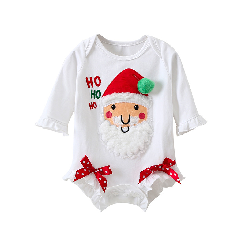 Santa embroidery autumn organic cotton boy girl new born baby jumpsuit romper baby clothes romper suit