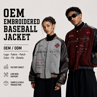 Veste de baseball brodée pour homme, mélange de laine, manches en cuir PU, patch en chenille, logo personnalisé, OEM ODM, fabrication en usine