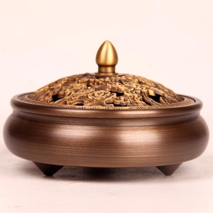 Quemador de Incienso de Cobre Puro Tongpu Craftsman, Estilo Antiguo, Quemador de Incienso Grande para Interiores con Base Color Leche, Incienso para el Hogar - Product Image 1