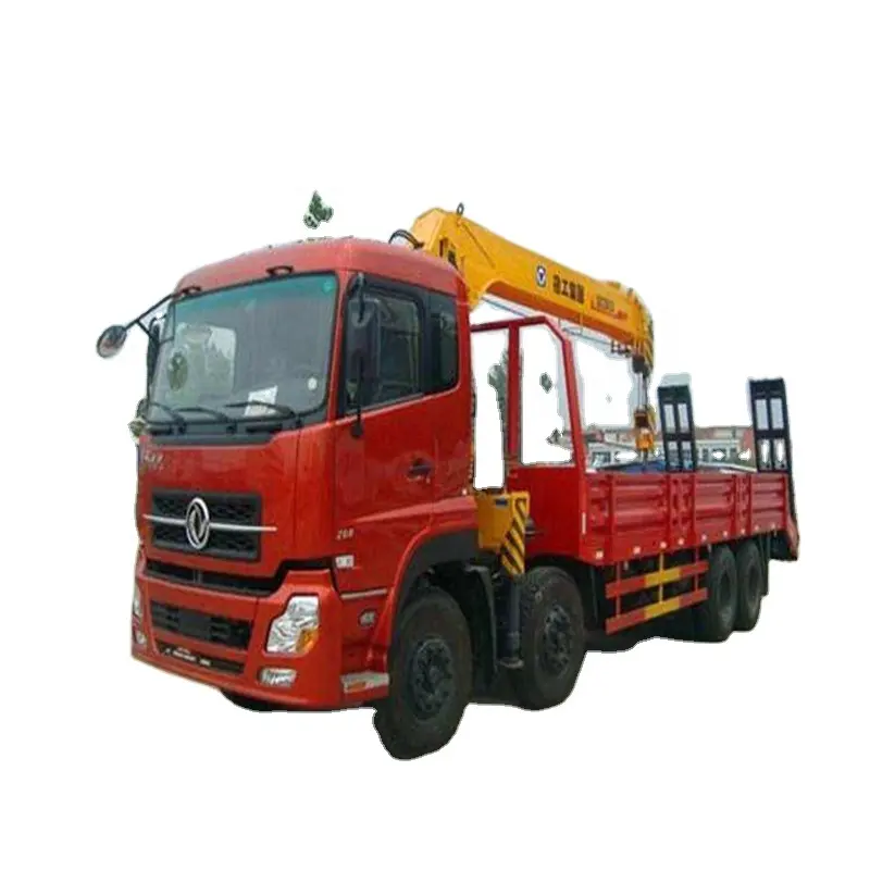 DONG FENG 8x4 6x4 4x2 LKW montiert 8 10 12 Tonnen Kran LKW Flachwagen Fahrzeug mit 14 Tonnen Gerad kran